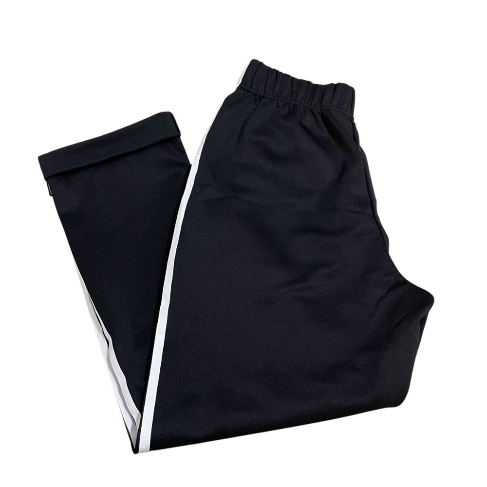 Adidas Womens Black Pants Small 3 Stripe Elastic Waist Cuffed Primeblue Athletic - Picture 2 of 9